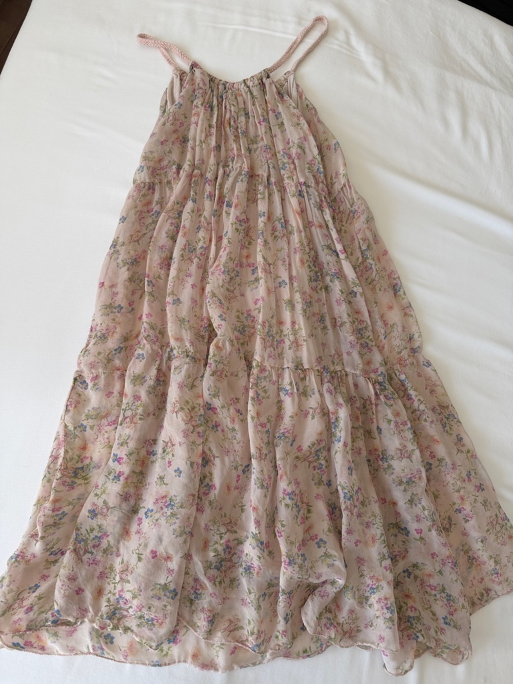 Comfy soft Floral Dress in Blush Pink M